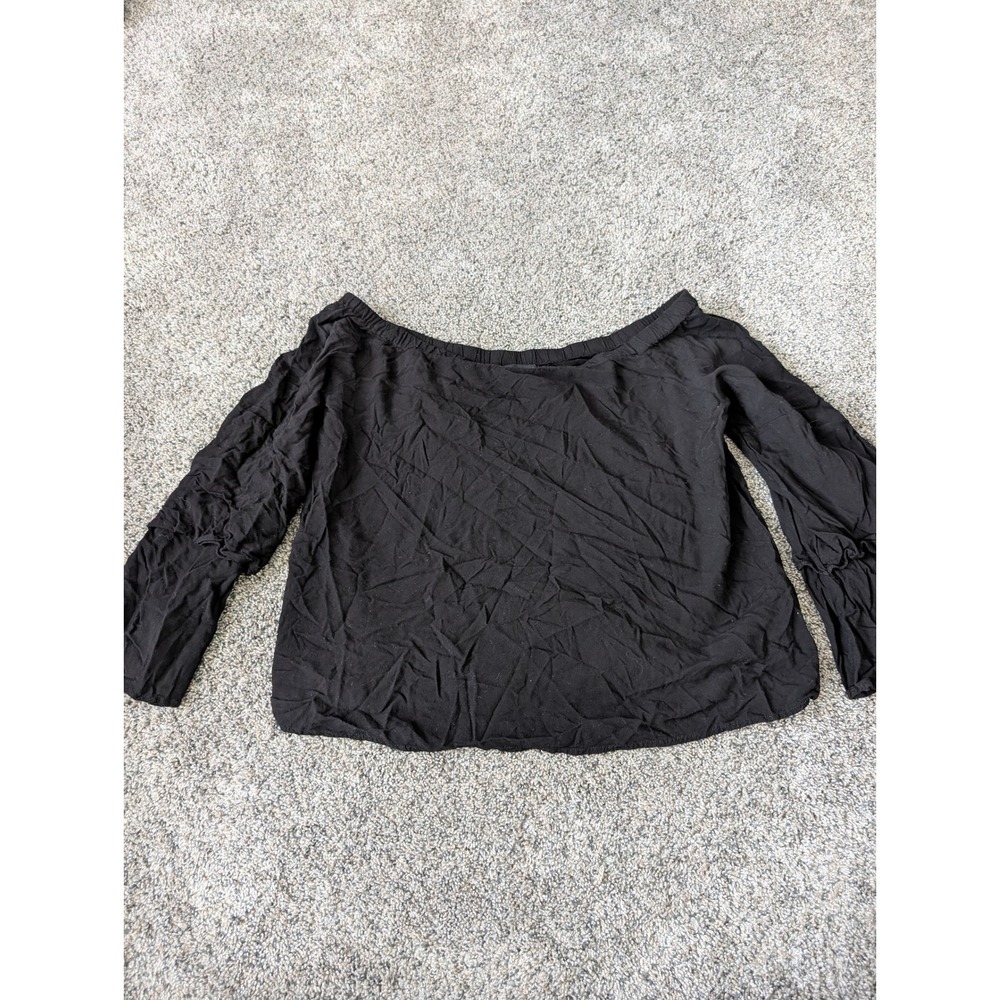 Cotton On Black Off the Shoulder Long Tiered Bell Sleeve Boho Top‎ Small
